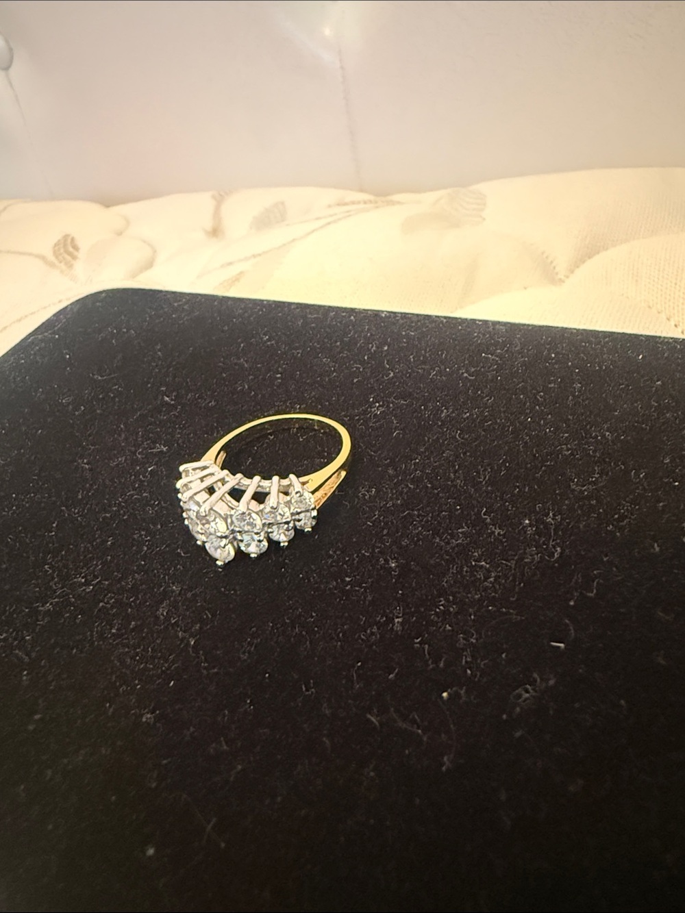 Gold-Tone Multi-Stone Cluster Ring with Clear Stones gold plated